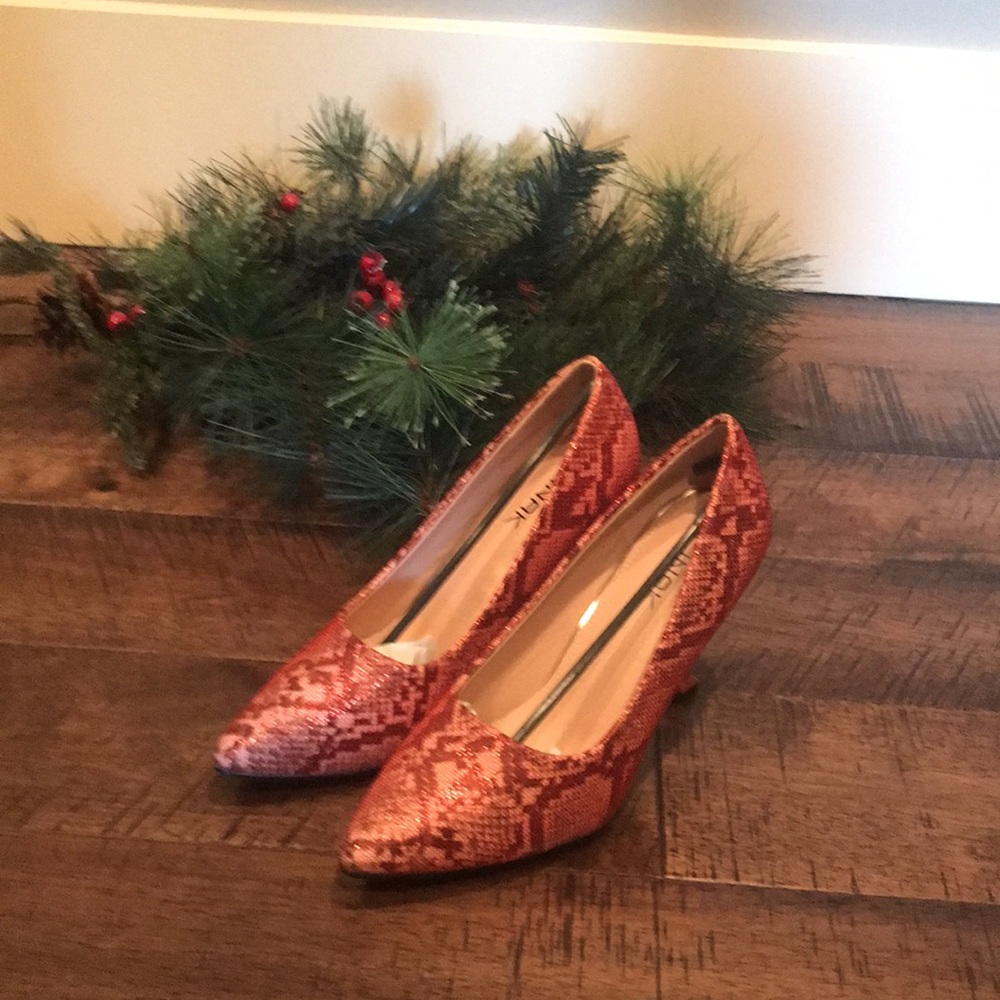 Red Snake Skin Heels - Picture 2 of 4
